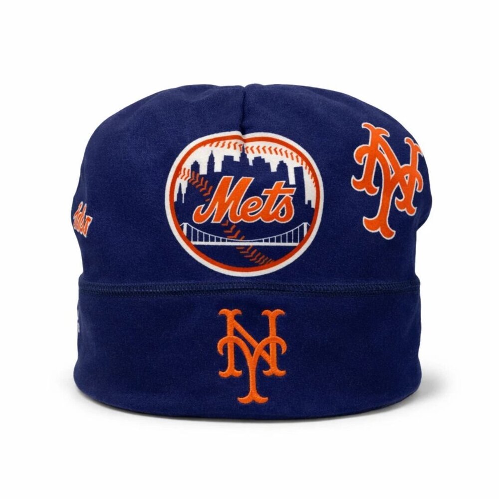 New York Mets MLB Beanie Hat Navy All-Over Print New